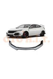 OTO H.İ.T.  Honda Civic Fk7 Uyumlu Esnek Ayarlanabilir 3 Parça Kanatlı Piano Black Ön Lip thumbnail 1