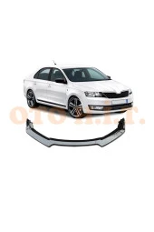 OTO H.İ.T.  Skoda Rapid Uyumlu Esnek Ayarlanabilir 3 Parça Kanatlı Piano Black Ön Lip thumbnail 1