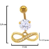 Altın Kaplama Zirkon Taşlı Sonsuzluk Piercing PRC-127 - 3
