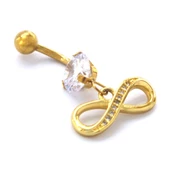 Altın Kaplama Zirkon Taşlı Sonsuzluk Piercing PRC-127 - 4