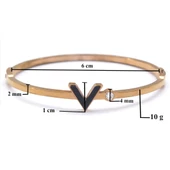 Çelik Kelepçe Bileklik Rose V Harfli BLZ-471 - 5