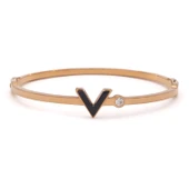 Çelik Kelepçe Bileklik Rose V Harfli BLZ-471 - 1