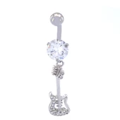 316L Çelik Zirkon Taşlı Gitar Piercing PRC-128 - 1