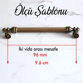 Şah 96 mm Eskitme Antik Sarı Metal Metal Mobilya Mutfak Çekmece Dolap Dolabı Kulpu Kulbu Kulpları thumbnail 2