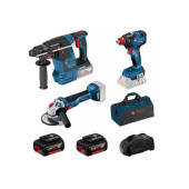 Bosch Gbh 18V-26 Akülü Kırıcı + GDX 18V-200 Akülü Darbeli Somun Sıkma + GWS 18V-10 Akülü Avuç Taşlama - 1
