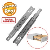 Bilyalı Dolap Çekmece Rayı Metal En 4.3 cm Uzunluk 50 cm Gardrop Mutfak Dolabı thumbnail 1