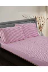 Soft Colours Çizgili Saten Lastikli Çarşaf Seti + Yastık Kılıfı Çift Kişilk - Tek Kişilik - 1