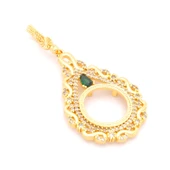 Altın Kaplama Yeşil Taşlı Sonsuzluk Çeyrek Çerçeve Kolye Ucu TGR-359 thumbnail 2