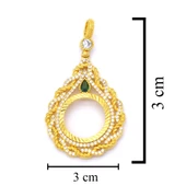 Altın Kaplama Yeşil Taşlı Sonsuzluk Çeyrek Çerçeve Kolye Ucu TGR-359 thumbnail 3