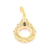 Altın Kaplama Yeşil Taşlı Sonsuzluk Çeyrek Çerçeve Kolye Ucu TGR-359 thumbnail 1