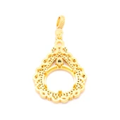 Altın Kaplama Yeşil Taşlı Sonsuzluk Çeyrek Çerçeve Kolye Ucu TGR-359 thumbnail 4