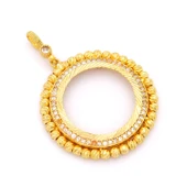 Altın Kaplama Zirkon Taşlı Dorika Yuvarlak Tam Çerçeve Kolye Ucu TGR-384 thumbnail 5