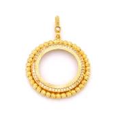 Altın Kaplama Zirkon Taşlı Dorika Yuvarlak Tam Çerçeve Kolye Ucu TGR-384 thumbnail 1