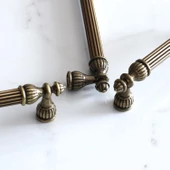 Şah 128 mm Eskitme Antik Sarı Metal  Metal Mobilya Mutfak Çekmece Dolap Dolabı Kulpu Kulbu Kulpları - 5