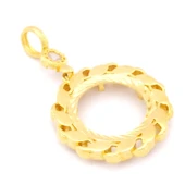 Altın Kaplama Yuvarlak Çeyrek Çerçeve Kadın Kolye Ucu TGR-477 thumbnail 3