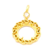 Altın Kaplama Yuvarlak Çeyrek Çerçeve Kadın Kolye Ucu TGR-477 thumbnail 5