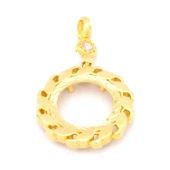 Altın Kaplama Yuvarlak Çeyrek Çerçeve Kadın Kolye Ucu TGR-477 thumbnail 1