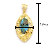 FerizZ Altın Kaplama Turkuaz Taş Kolye Ucu TGR-456 thumbnail 4