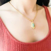 FerizZ Altın Kaplama Turkuaz Taş Kolye Ucu TGR-456 thumbnail 2