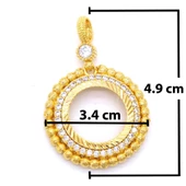 Altın Kaplama Taşlı Dorikalı Yuvarlak Çeyrek Çerçeve Kolye Ucu TGR-357 thumbnail 4