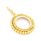 Altın Kaplama Taşlı Dorikalı Yuvarlak Çeyrek Çerçeve Kolye Ucu TGR-357 thumbnail 3