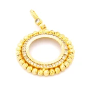 Altın Kaplama Taşlı Dorikalı Yuvarlak Çeyrek Çerçeve Kolye Ucu TGR-357 thumbnail 1