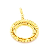 Altın Kaplama Taşlı Dorikalı Yuvarlak Çeyrek Çerçeve Kolye Ucu TGR-357 thumbnail 5
