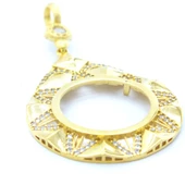 Altın Kaplama Zirkon Taşlı Yarım Çerçeve  İçi Boş Kadın Kolye Ucu TGR-468 thumbnail 3