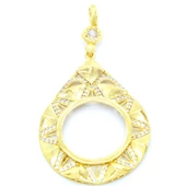 Altın Kaplama Zirkon Taşlı Yarım Çerçeve  İçi Boş Kadın Kolye Ucu TGR-468 thumbnail 1