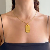 FerizZ Altın Kaplama İsim Yazılabilir Künye Kolye Ucu TGR-547 thumbnail 2