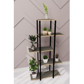 Eportatif Dekoratif 5 Raflı Metal Çiçeklik Saksı Standı Saksılık Füme 1350 - 3