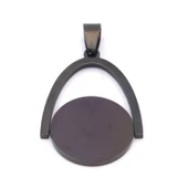 FerizZ 316L Çelik Siyah Yuvarlak Detaylı Kolye Ucu TGR-557 thumbnail 1