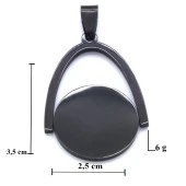 FerizZ 316L Çelik Siyah Yuvarlak Detaylı Kolye Ucu TGR-557 thumbnail 4