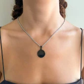 FerizZ 316L Çelik Siyah Yuvarlak Kolye Ucu TGR-558 thumbnail 2