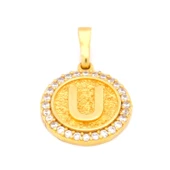 FerizZ Altın Kaplama Zirkon Taşlı U Harfli Kolye Ucu TGR-534 thumbnail 1