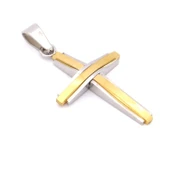 FerizZ Altın Kaplama Çift Renkli Haç Kolye Ucu TGR-546 thumbnail 3