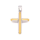 FerizZ Altın Kaplama Çift Renkli Haç Kolye Ucu TGR-546 thumbnail 4