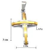 FerizZ Altın Kaplama Çift Renkli Haç Kolye Ucu TGR-546 thumbnail 5