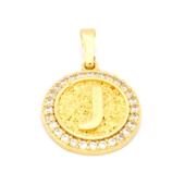 FerizZ Altın Kaplama Zirkon Taşlı J Harfli Kolye Ucu TGR-535 thumbnail 1