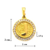 FerizZ Altın Kaplama Zirkon Taşlı J Harfli Kolye Ucu TGR-535 thumbnail 4