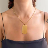 FerizZ Altın Kaplama İsim Yazılabilir Künye Kolye Ucu TGR-540 thumbnail 2