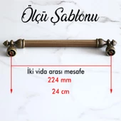 Şah 224 mm Eskitme Antik Sarı  Metal Mobilya Mutfak Çekmece Kapak Dolap Dolabı Kulpu Kulbu Kulpları - 2