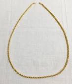 14 Ayar Altın 4 mm Halat Zincir 70 cm - 1