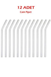 12li Cam Şeffaf Eğimli Pipet 16cm - 7