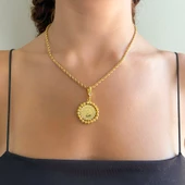 Altın Kaplama Dorikalı Çeyrek Altınlı Kadın Kolye Ucu TGR-580 thumbnail 2