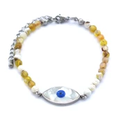 316L Çelik Göz Motifli Sarı Boncuk Bileklik BLK-880 thumbnail 2