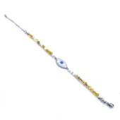 316L Çelik Göz Motifli Sarı Boncuk Bileklik BLK-880 thumbnail 6