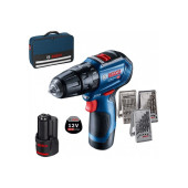 Bosch Professional GSB 12V-30 2.0Ah Çift Akülü Darbeli Vidalama + 39 Parça Vidalama Set - 06019G9101 - 1
