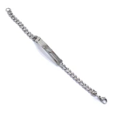 316L Çelik Figaro Zincir Model Zirkon Taşlı Love Yazılı Erkek Bileklik EBLK- 288 - 3