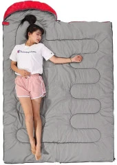 Evolite Camper Pro SQ Birleştirilebilir 2 Kişilik Uyku Tulumu - Kırmızı - 7